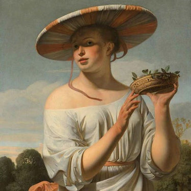 Diamond Painting Meisje met een Brede Hoed van Caesar Boƫtius van Everdingen met Ronde steentjes 100x100 - Beste Kwaliteit